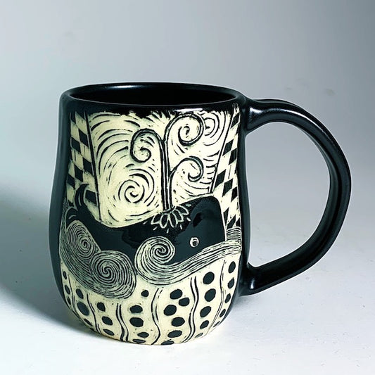 Woodcut Mug - Whale in the Surf