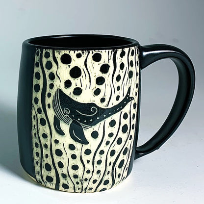 Woodcut Mug - Swimming Humpback