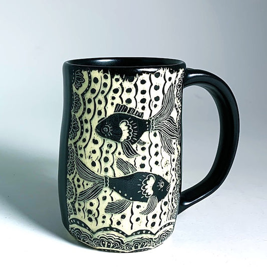 Woodcut Mug - Fancy Fish