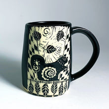 Load image into Gallery viewer, Woodcut Mug - Fancy Squirrel and Leaves
