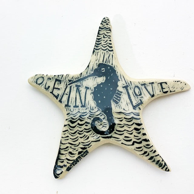 Sea Star Ornament - Ocean Love - Woodcut Sea Star